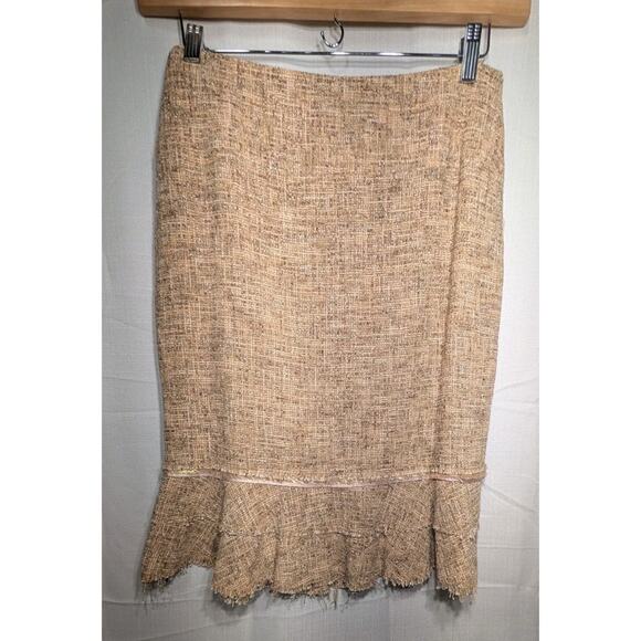 Anne Klein Women's Tweed Pencil Skirt Sz 4 Beige Cream Career Neutral Elevated - Picture 3 of 6